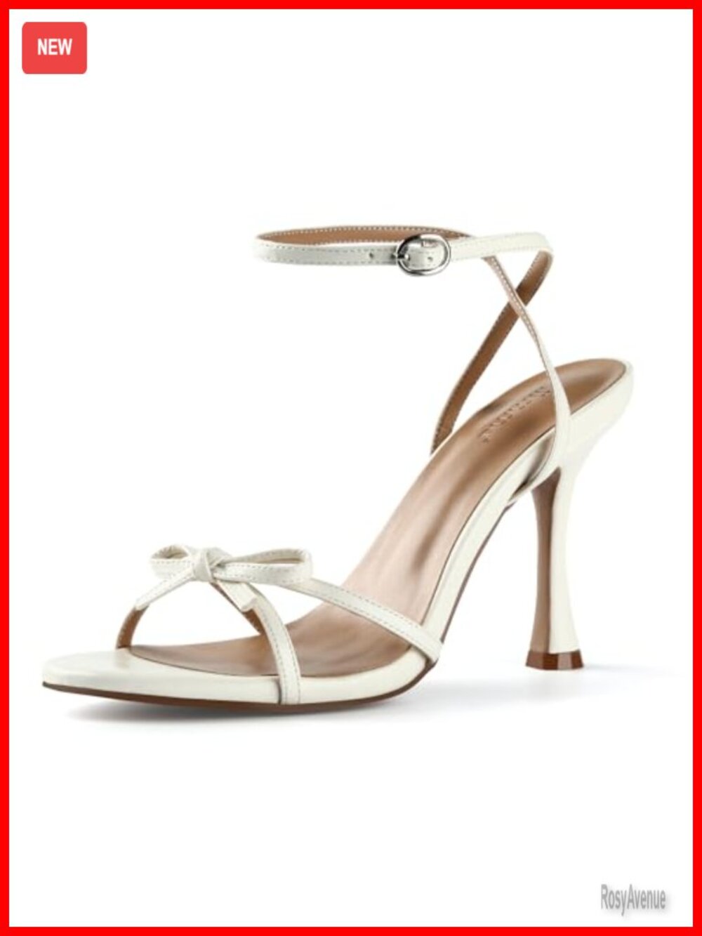 Women's Bow Heels 4 Inch Stiletto Heeled Sandals Faux Leather